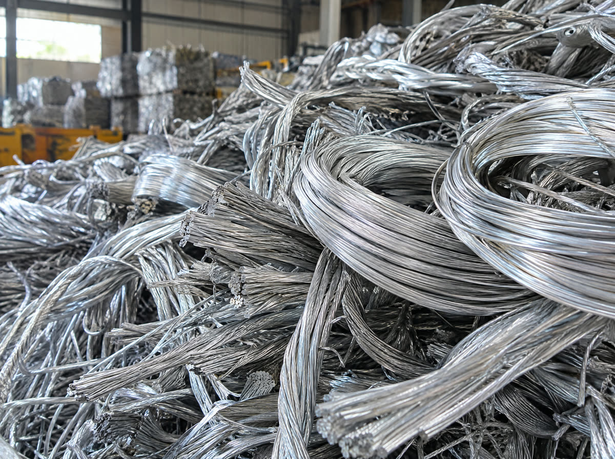 Bare bright aluminium cable wire scrap
