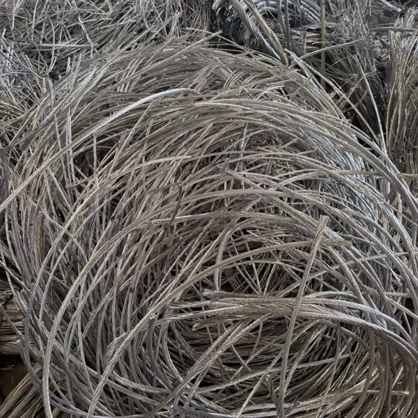 Coils of bare aluminium wire scrap